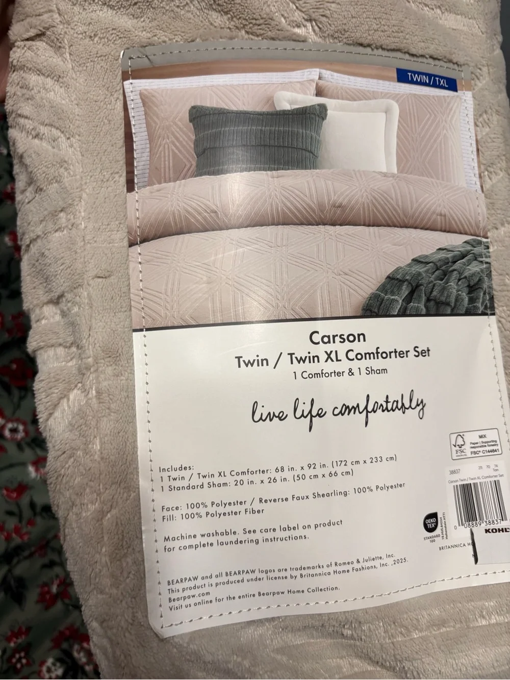 BearPaw Carson Twin/Twin XL Comforter Set in Beige